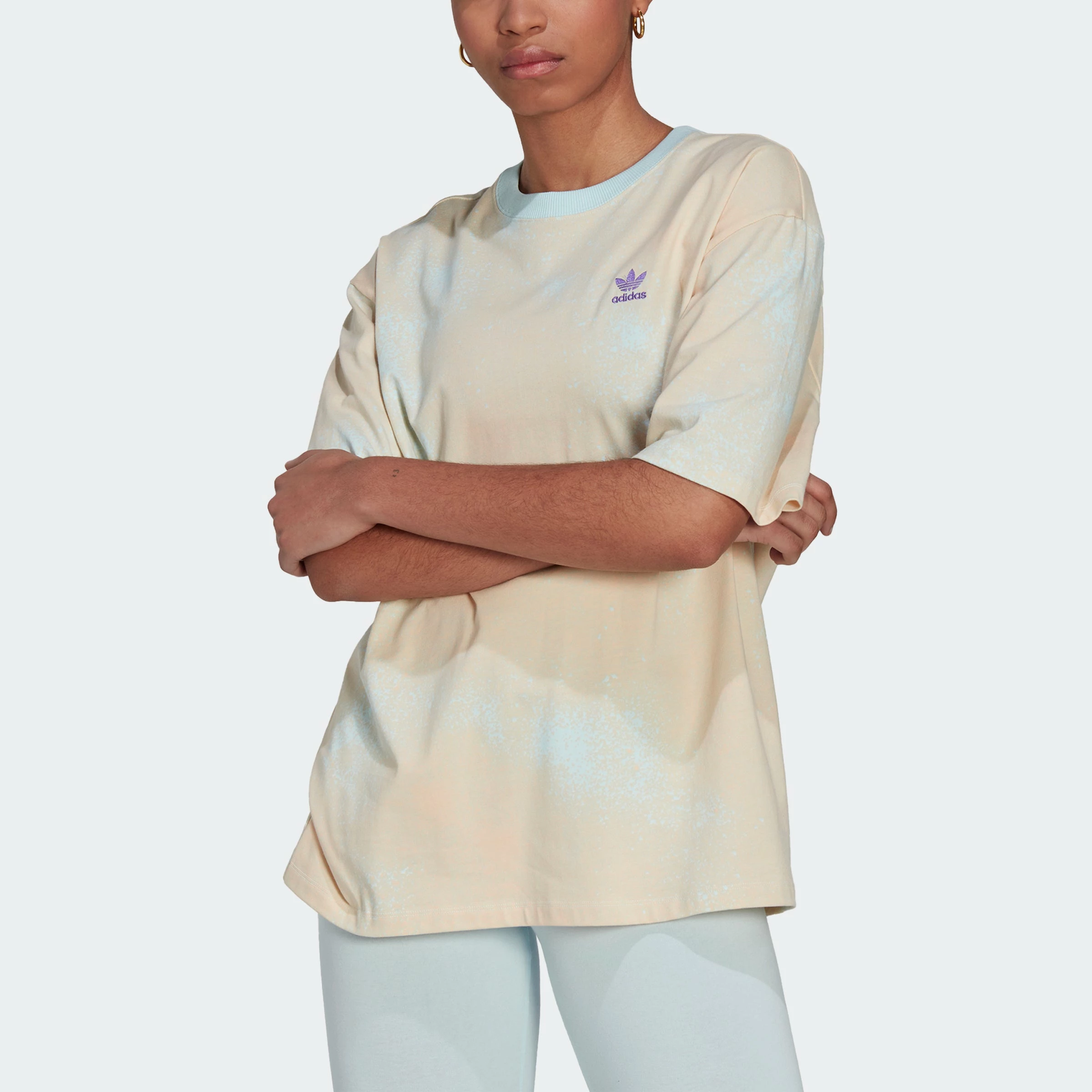 Women's Adidas Originals Allover Print Tee Almost Blue BLUE 5 Women's Adidas Originals Allover Print Tee Almost Blue BLUE - Image 3