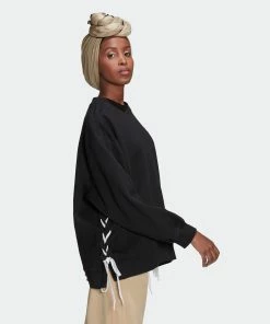 Women's Adidas Originals Always Original Laced Crew Sweatshirt BLACK -Women Shop Women sadidasOriginalsAlwaysOriginalLacedCrewSweatshirtHK5055 5