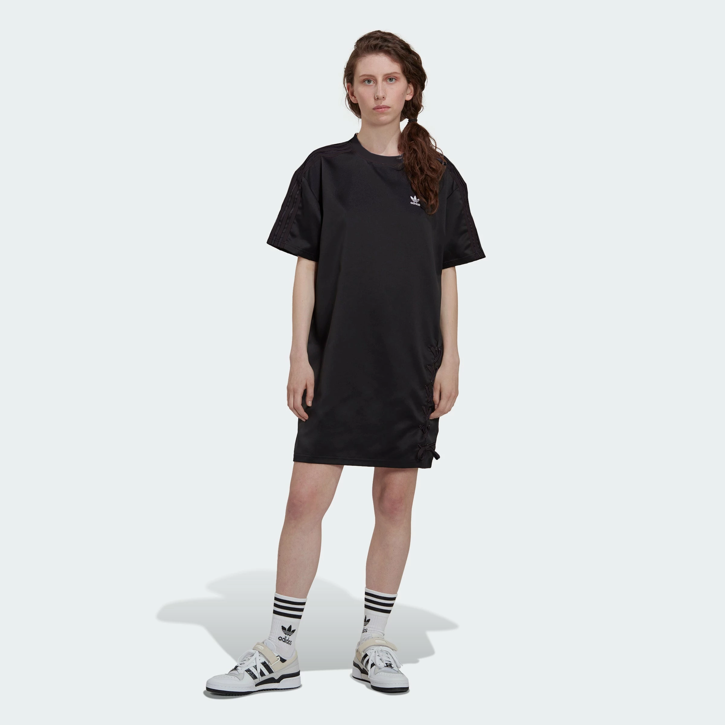 Women's Adidas Originals Always Original Laced Tee Dress BLACK 4 Women's Adidas Originals Always Original Laced Tee Dress BLACK - Image 2