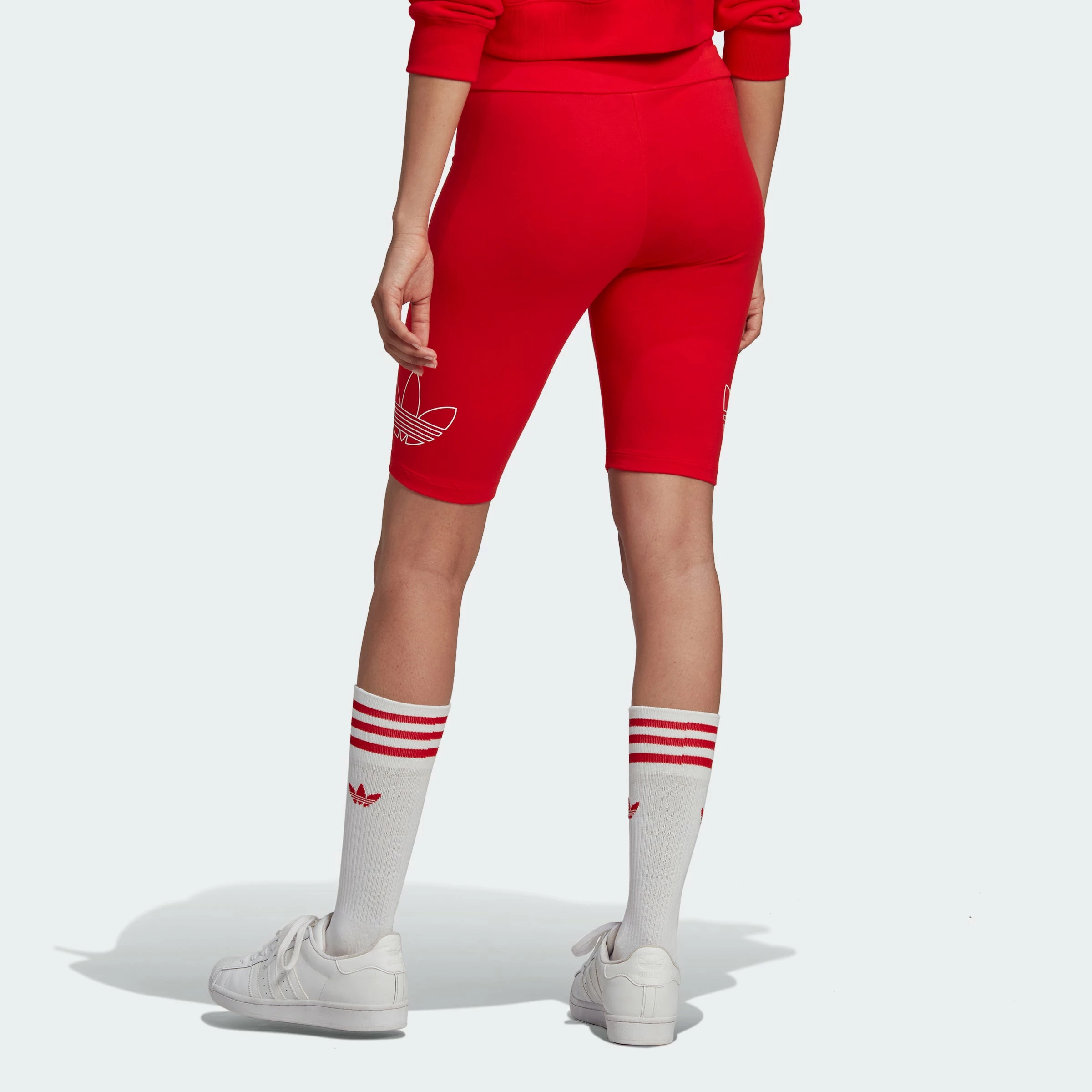 Women's Adidas Originals Biker Shorts Vivid Red RED 5 Women's Adidas Originals Biker Shorts Vivid Red RED - Image 3