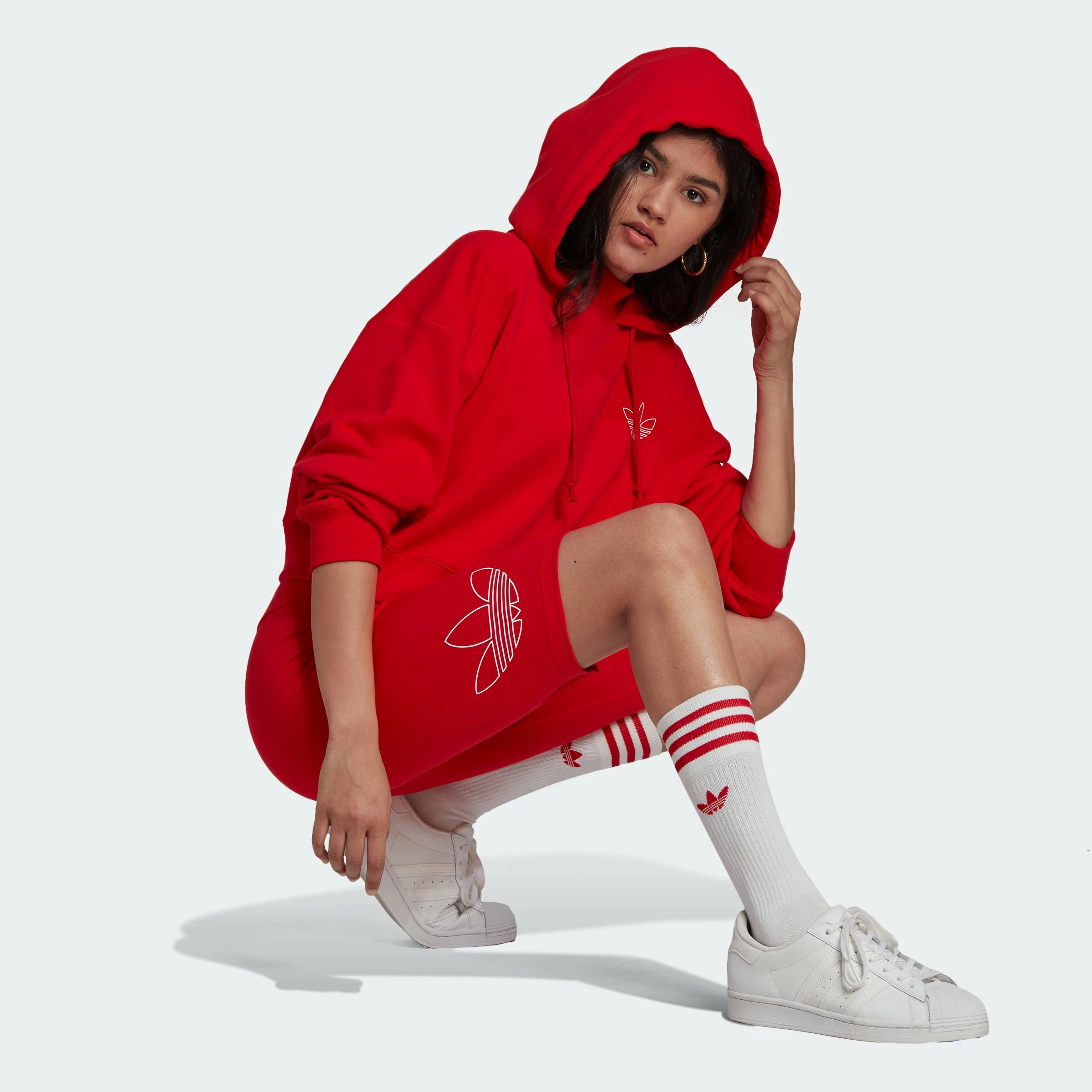 Women's Adidas Originals Biker Shorts Vivid Red RED 6 Women's Adidas Originals Biker Shorts Vivid Red RED - Image 4