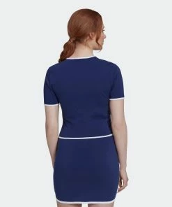 Women's Adidas Originals Crop Tee Binding Details Night Sky BLUE 11 Women's Adidas Originals Crop Tee Binding Details Night Sky BLUE -Women Shop Women sadidasOriginalsCropTeeBindingDetailsHL6569 4