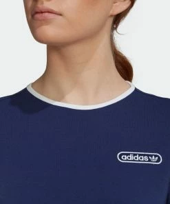 Women's Adidas Originals Crop Tee Binding Details Night Sky BLUE 15 Women's Adidas Originals Crop Tee Binding Details Night Sky BLUE -Women Shop Women sadidasOriginalsCropTeeBindingDetailsHL6569 7