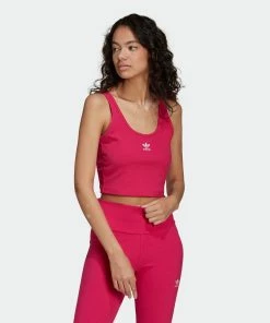 Women's Adidas Originals Essentials Rib Tank Top Real Magenta PINK -Women Shop Women sadidasOriginalsEssentialsRibTankTopRealMagentaHG6164 2