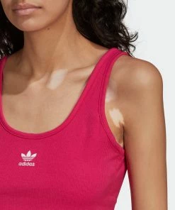 Women's Adidas Originals Essentials Rib Tank Top Real Magenta PINK -Women Shop Women sadidasOriginalsEssentialsRibTankTopRealMagentaHG6164 6