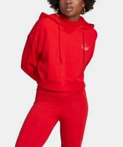 Women's Adidas Originals Hoodie Vivid Red RED 16 Women's Adidas Originals Hoodie Vivid Red RED -Women Shop Women sadidasOriginalsHoodieVividRedHK5168 4