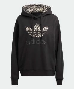 Women's Adidas Originals Logo Hoodie Black Snakeskin BLACK