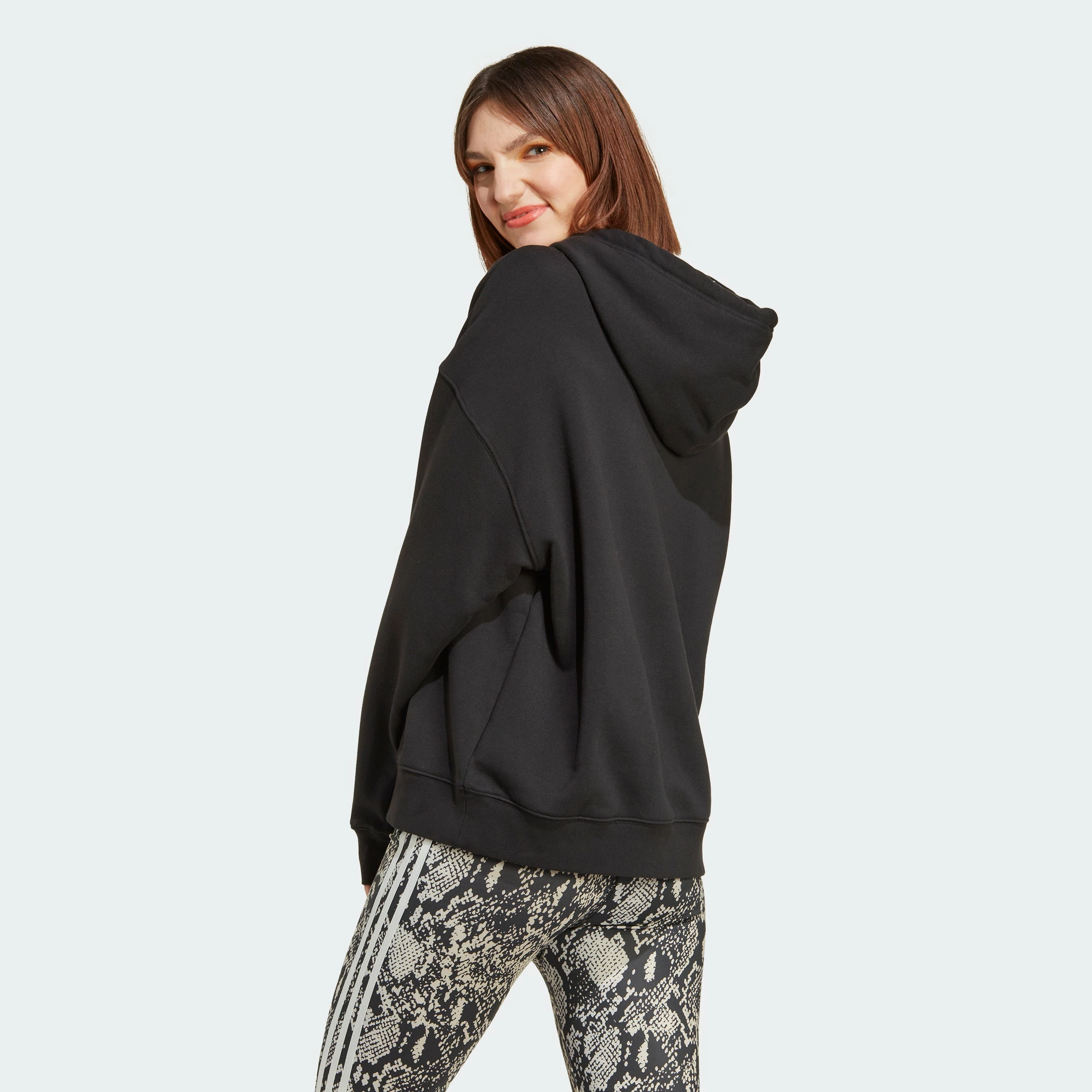 Women's Adidas Originals Logo Hoodie Black Snakeskin BLACK 5 Women's Adidas Originals Logo Hoodie Black Snakeskin BLACK - Image 3