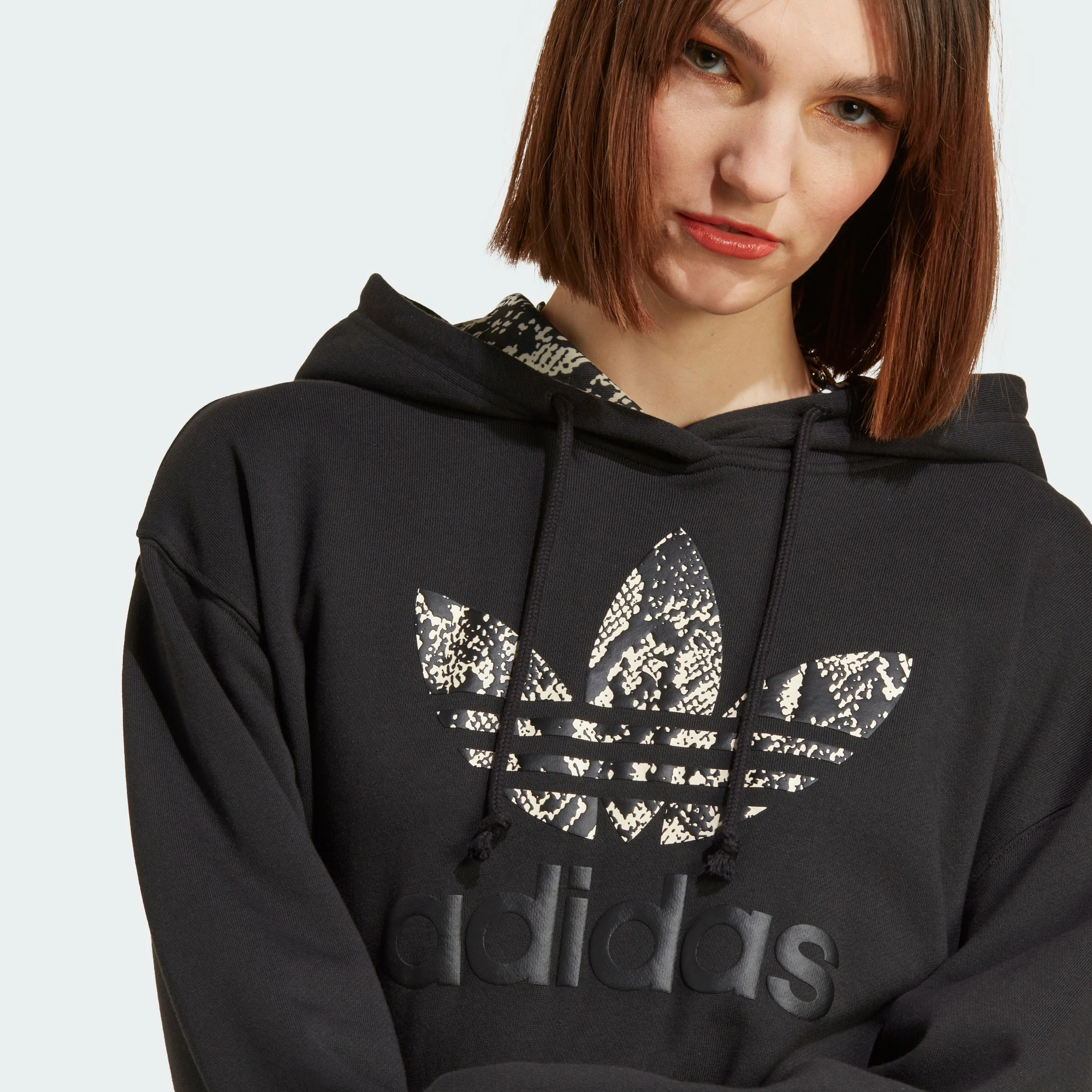 Women's Adidas Originals Logo Hoodie Black Snakeskin BLACK 8 Women's Adidas Originals Logo Hoodie Black Snakeskin BLACK - Image 6