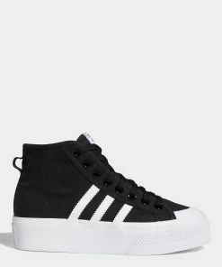 Women's Adidas Originals Nizza Platform Mid Shoes Black BLACK