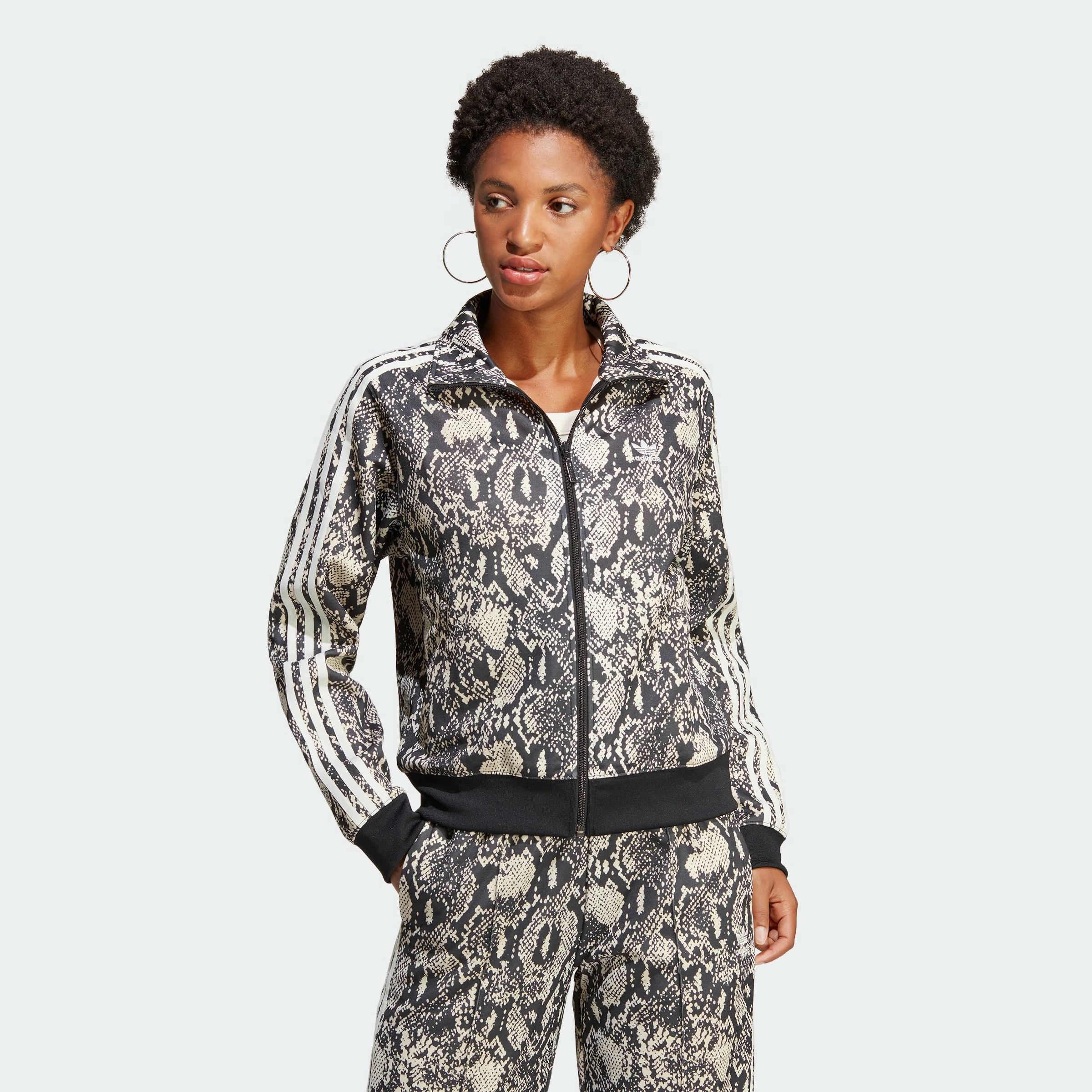 Women's Adidas Originals Python Allover Print Track Jacket BLACK 4 Women's Adidas Originals Python Allover Print Track Jacket BLACK - Image 2