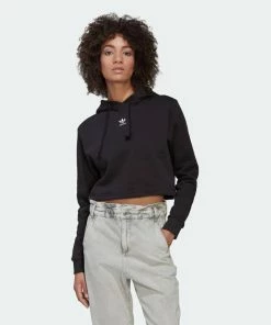 Women's Adidas Originals Adicolor Essentials Crop Fleece Hoodie Black BLACK -Women Shop b99a77384fe543179899ae7601314244 9366