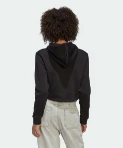 Women's Adidas Originals Adicolor Essentials Crop Fleece Hoodie Black BLACK -Women Shop cdbb16ad25e44663a3c3ae7601314b89 9366
