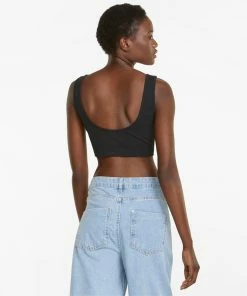 Women's PUMA Classics Ribbed Crop Top Black BLACK 10 Women's PUMA Classics Ribbed Crop Top Black BLACK -Women Shop png