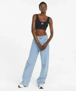 Women's PUMA Classics Ribbed Crop Top Black BLACK 11 Women's PUMA Classics Ribbed Crop Top Black BLACK -Women Shop png 3 1